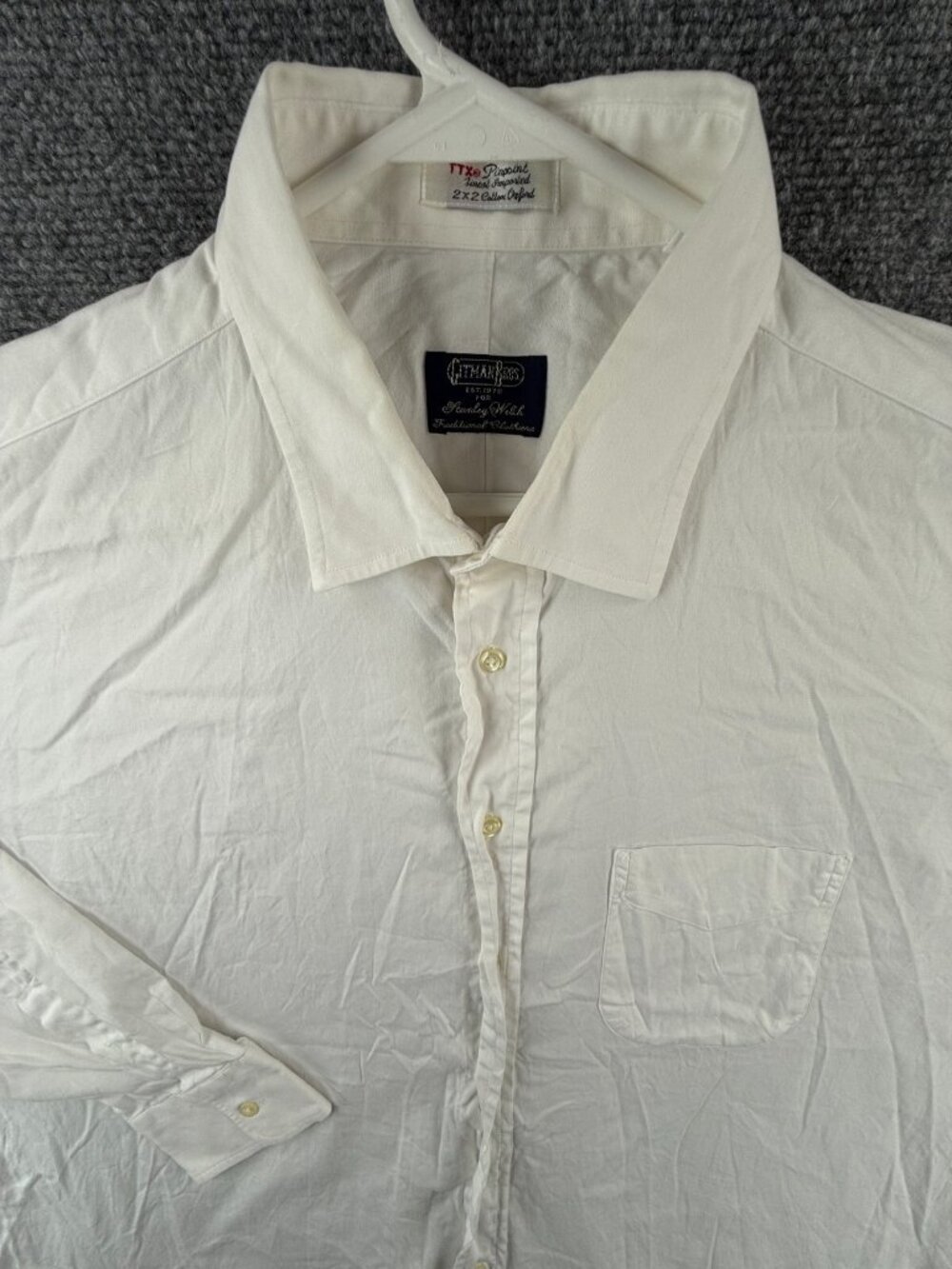Gitman Bros TTX Pinpoint Cotton 18 35 White Button Up Shirt Long Sleeve Men